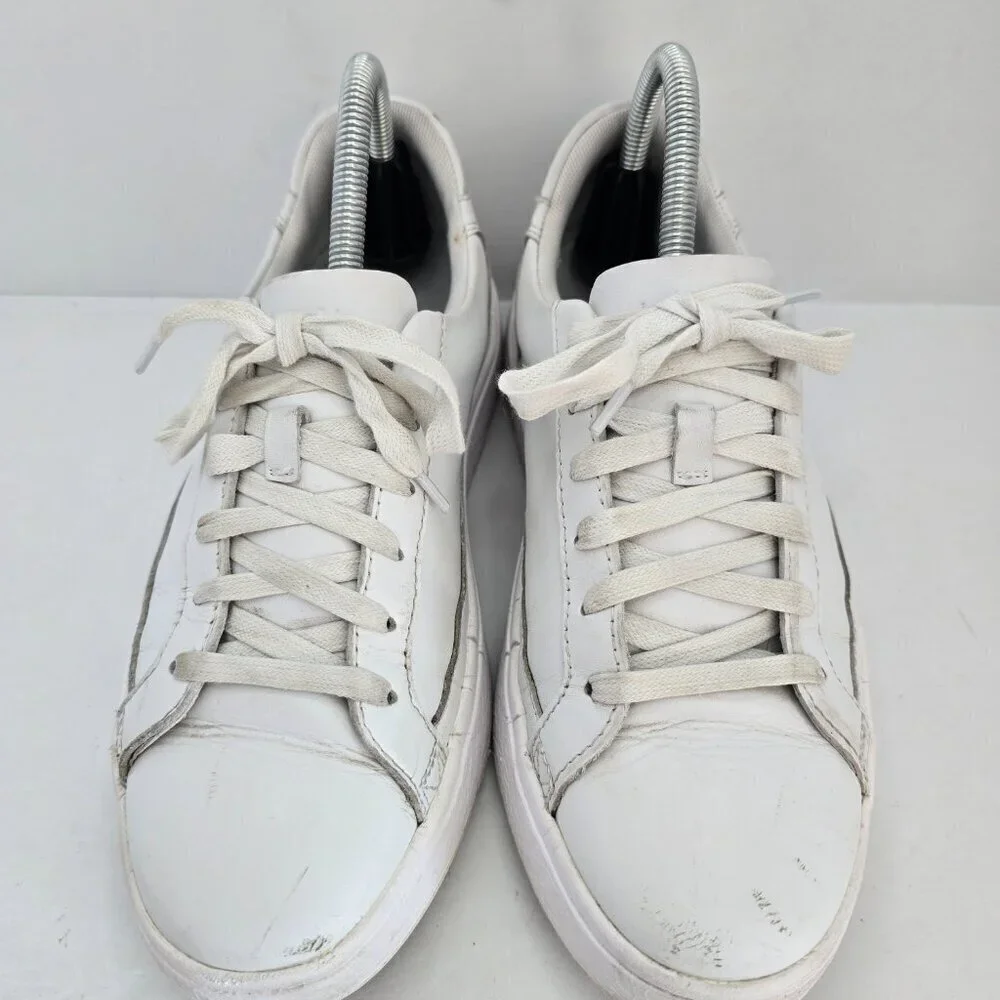 Kizik | Vegas triple white leather sporty slip-on sneakers | WMS 8.5